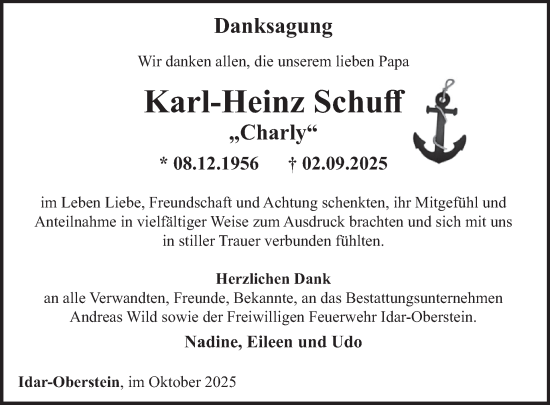 Traueranzeige von Karl-Heinz Schuff von WochenSpiegel
