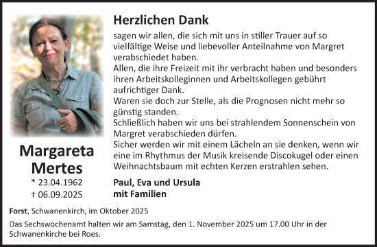 Traueranzeige von Margret Mertes von WochenSpiegel