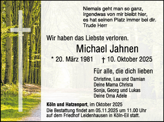 Traueranzeige von Michael Jahnen von WochenSpiegel