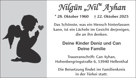 Traueranzeige von Nilgün Ayhan von WochenSpiegel