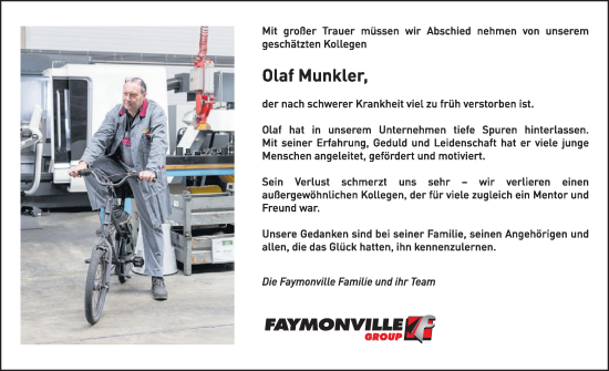 Traueranzeige von Olaf Munkler von WochenSpiegel