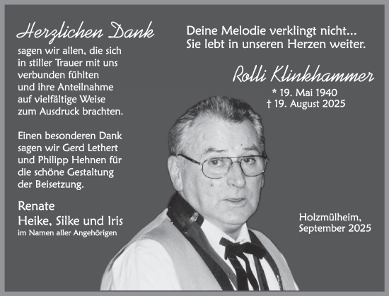 Traueranzeige von Rolli Klinkhammer von WochenSpiegel
