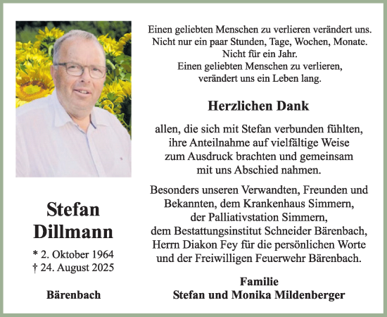 Traueranzeige von Stefan Dillmann von WochenSpiegel