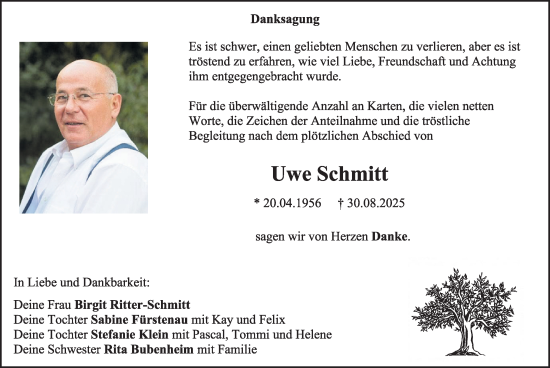 Traueranzeige von Uwe Schmitt von WochenSpiegel