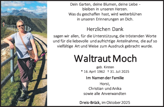 Traueranzeige von Waltraut Moch von WochenSpiegel