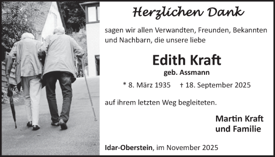 Traueranzeige von Edith Kraft von WochenSpiegel