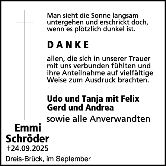 Traueranzeige von Emmi Schröder von WochenSpiegel