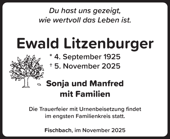 Traueranzeige von Ewald Litzenburger von WochenSpiegel