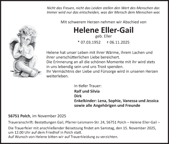Traueranzeige von Helene Eller-Gail von WochenSpiegel