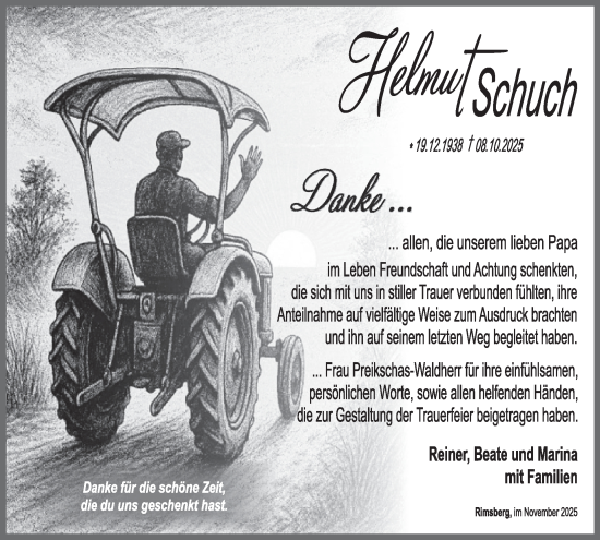 Traueranzeige von Helmut  Schuch von WochenSpiegel