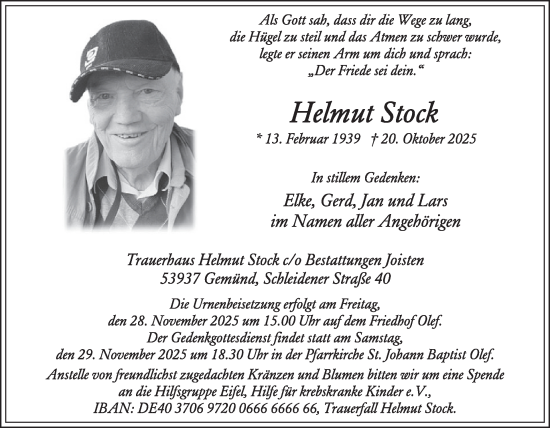 Traueranzeige von Helmut Stock von WochenSpiegel