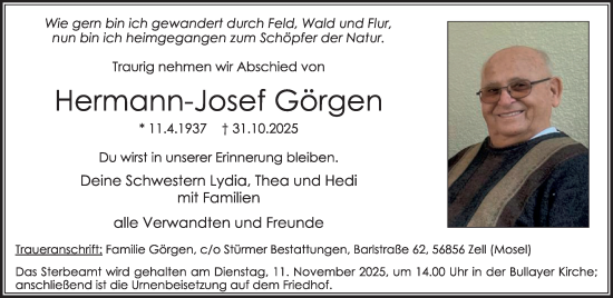 Traueranzeige von Hermann-Josef Görgen von WochenSpiegel