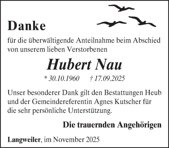 Traueranzeige von Hubert Nau von WochenSpiegel