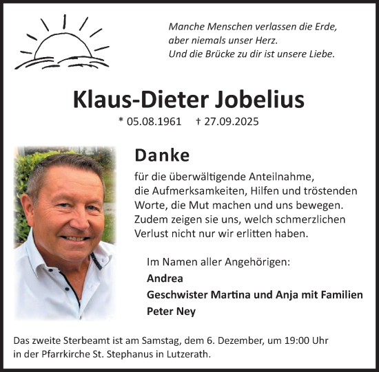 Traueranzeige von Klaus-Dieter Jobelius von WochenSpiegel