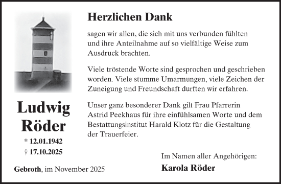 Traueranzeige von Ludwig Röder von WochenSpiegel