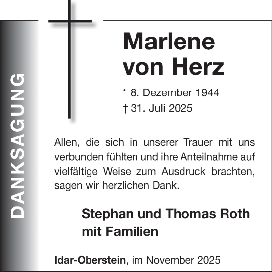 Traueranzeige von Marlene von Herz von WochenSpiegel