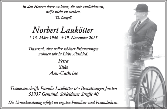 Traueranzeige von Norbert Laukötter von WochenSpiegel