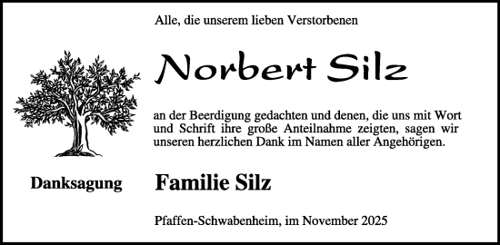 Traueranzeige von Norbert Silz von WochenSpiegel