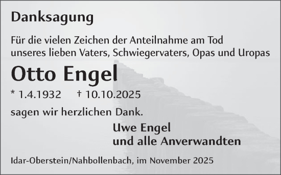 Traueranzeige von Otto Engel von WochenSpiegel