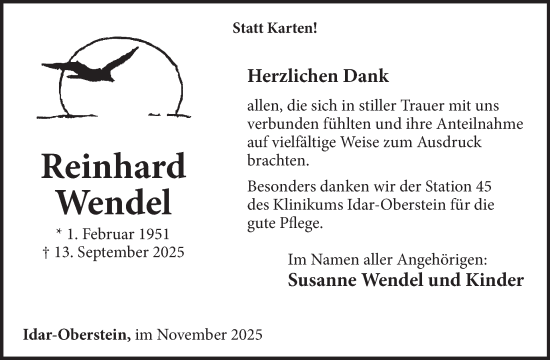 Traueranzeige von Reinhard Wendel von WochenSpiegel
