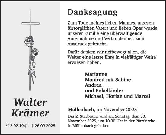 Traueranzeige von Walter Krämer von WochenSpiegel
