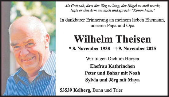 Traueranzeige von Wilhelm Theisen von WochenSpiegel