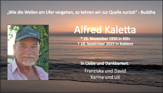Traueranzeige von Alfred Kaletta von WochenSpiegel