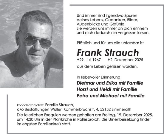 Traueranzeige von Frank Strauch von WochenSpiegel