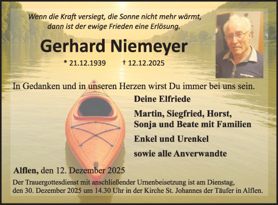 Traueranzeige von Gerhard Niemeyer von WochenSpiegel