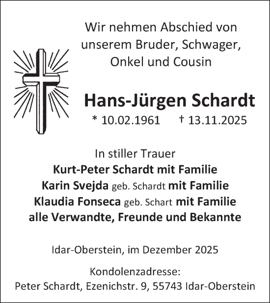 Traueranzeige von Hans-Jürgen Schardt von WochenSpiegel