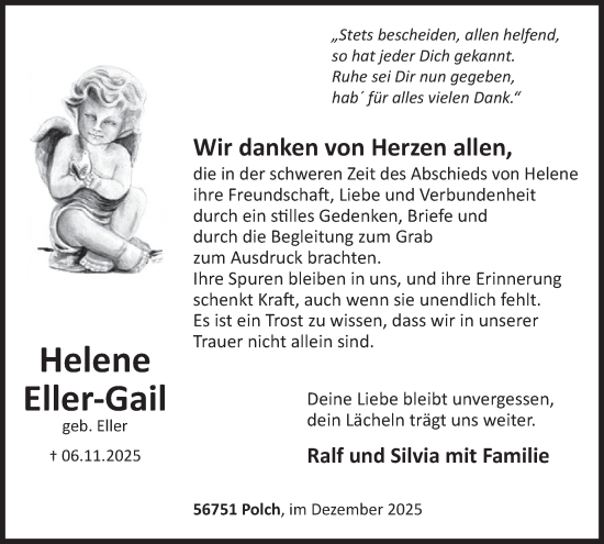 Traueranzeige von Helene Eller-Gail von WochenSpiegel