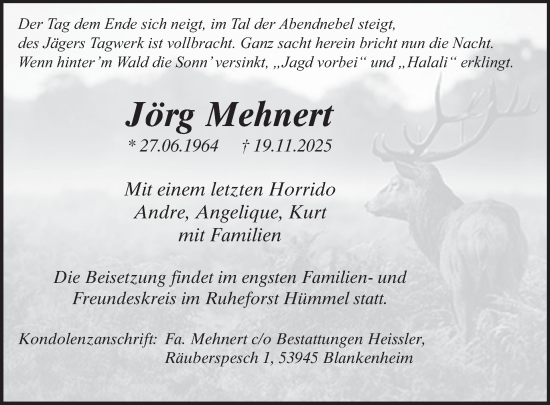 Traueranzeige von Jörg Mehnert von WochenSpiegel