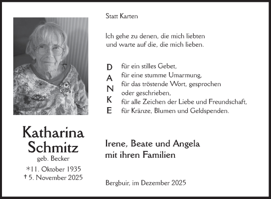 Traueranzeige von Katharina Schmitz von WochenSpiegel