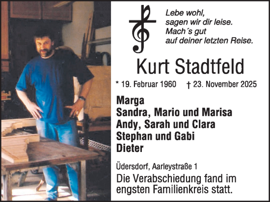 Traueranzeige von Kurt Stadtfeld von WochenSpiegel