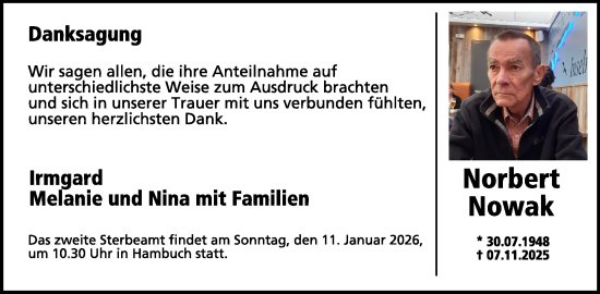 Traueranzeige von Norbert Nowak von WochenSpiegel
