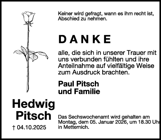 Traueranzeige von Paul Pitsch von WochenSpiegel