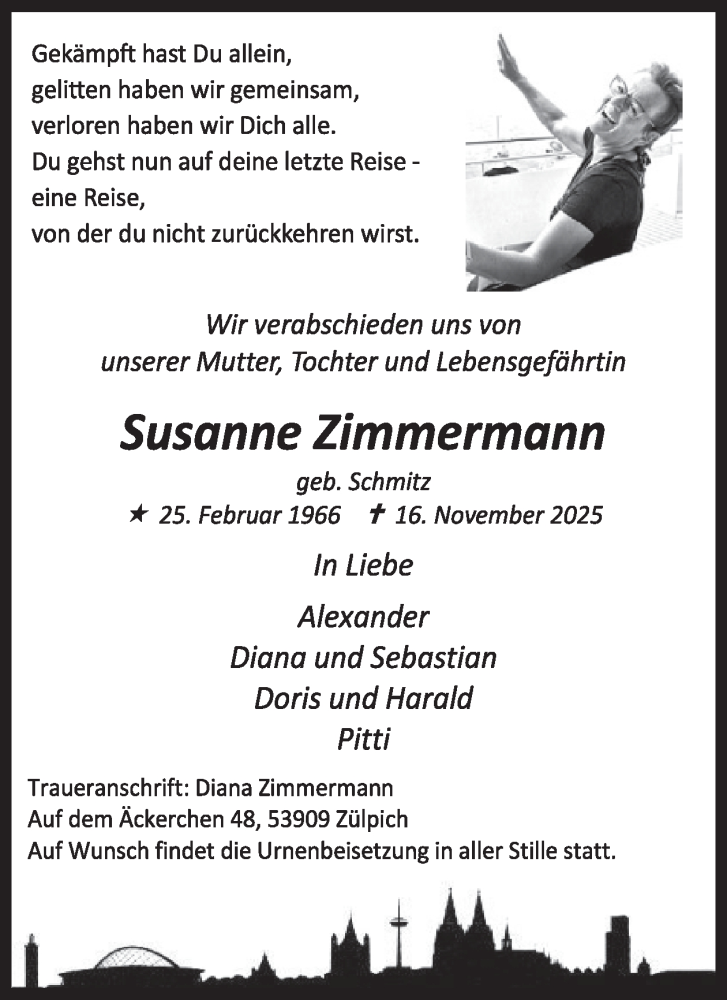  Traueranzeige für Susanne Zimmermann vom 03.12.2025 aus WochenSpiegel
