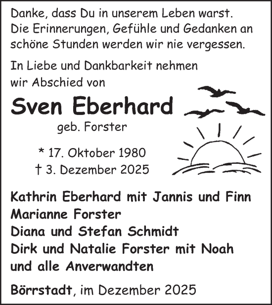 Traueranzeige von Sven Eberhard von WochenSpiegel