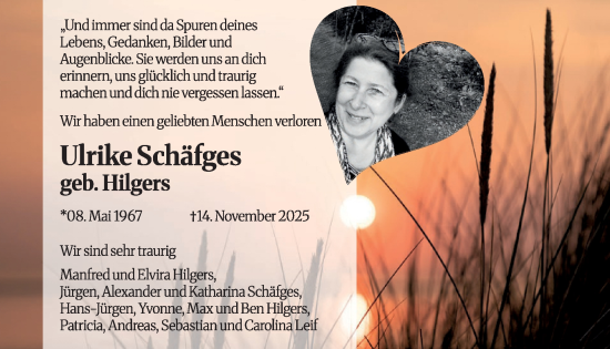Traueranzeige von Ulrike Schäfges von WochenSpiegel