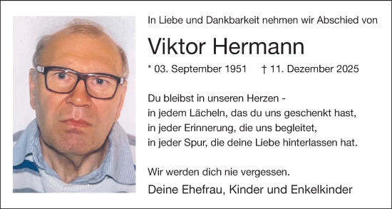 Traueranzeige von Viktor Hermann von WochenSpiegel