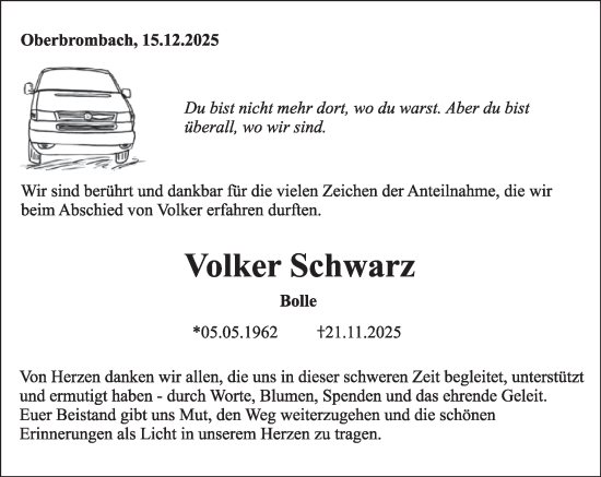 Traueranzeige von Volker Schwarz von WochenSpiegel
