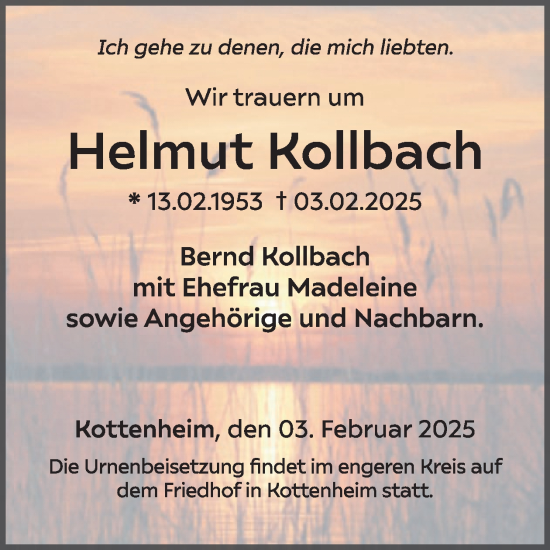 Traueranzeige von Helmut Kollbach von WochenSpiegel