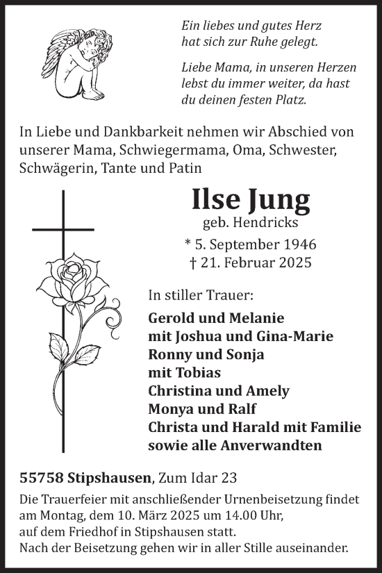 Traueranzeige von Ilse Jung von WochenSpiegel