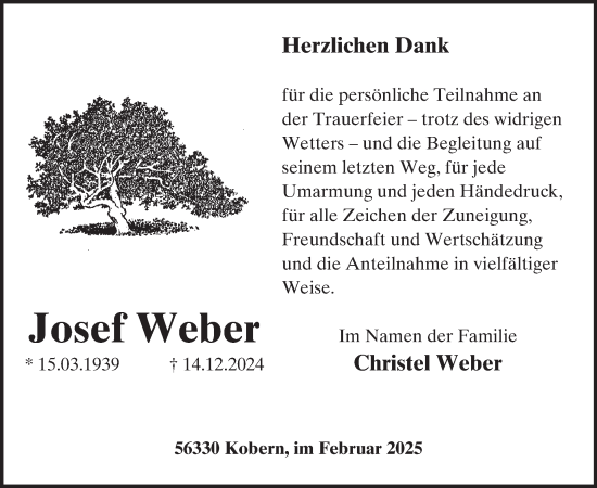 Traueranzeige von Josef Weber von WochenSpiegel