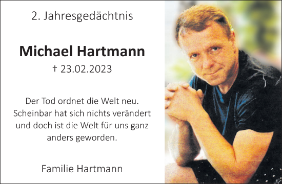 Traueranzeige von Michael Hartmann von WochenSpiegel