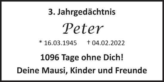 Traueranzeige von Peter Meyer von WochenSpiegel