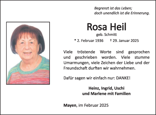 Traueranzeige von Rosa Heil von WochenSpiegel