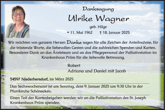 Traueranzeige von Ulrike Wagner von WochenSpiegel