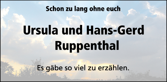 Traueranzeige von Hans-Gerd Ruppenthal von WochenSpiegel