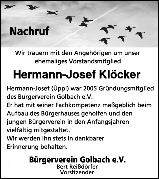 Traueranzeige von Hermann-Josef Klöcker von WochenSpiegel